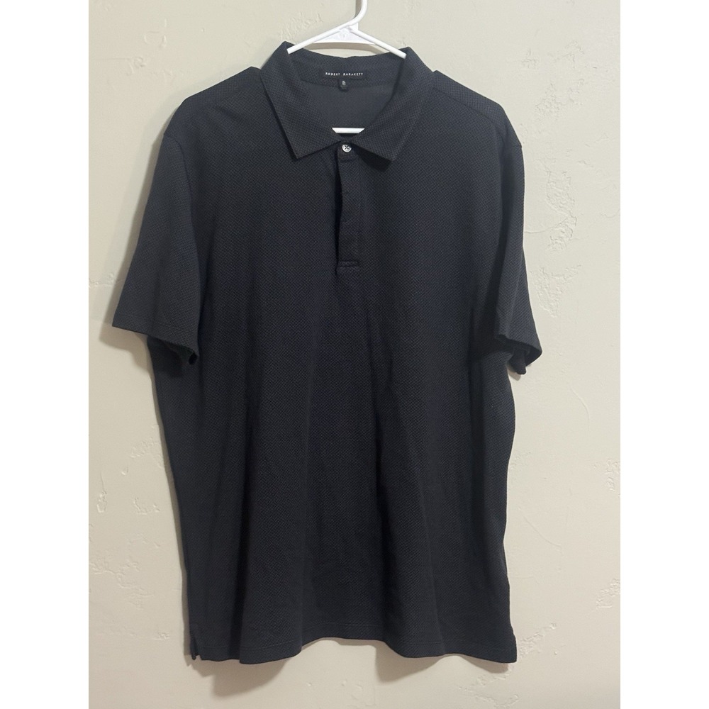 Robert Barakett Mens Creston SS Polo Shirt XL Black Cotton Geometric RB21117
